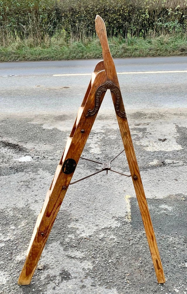 Antique Simplex Wooden Step Ladder